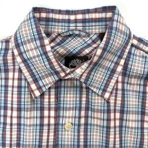 Timberland Men’s SZ M Long Sleeve Plaid Button Down Shirt Blue Wrinkle-Free